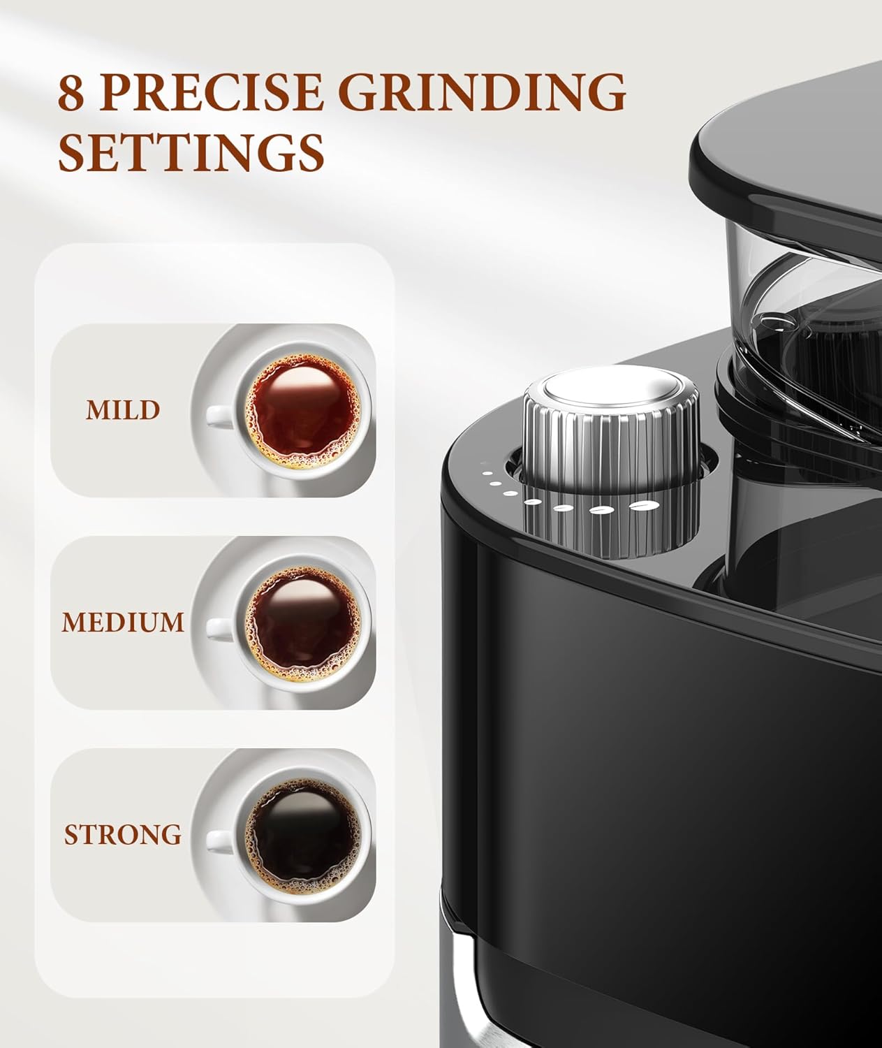 Kismile 10-Cup Drip Coffee Maker with Built-In Grinder