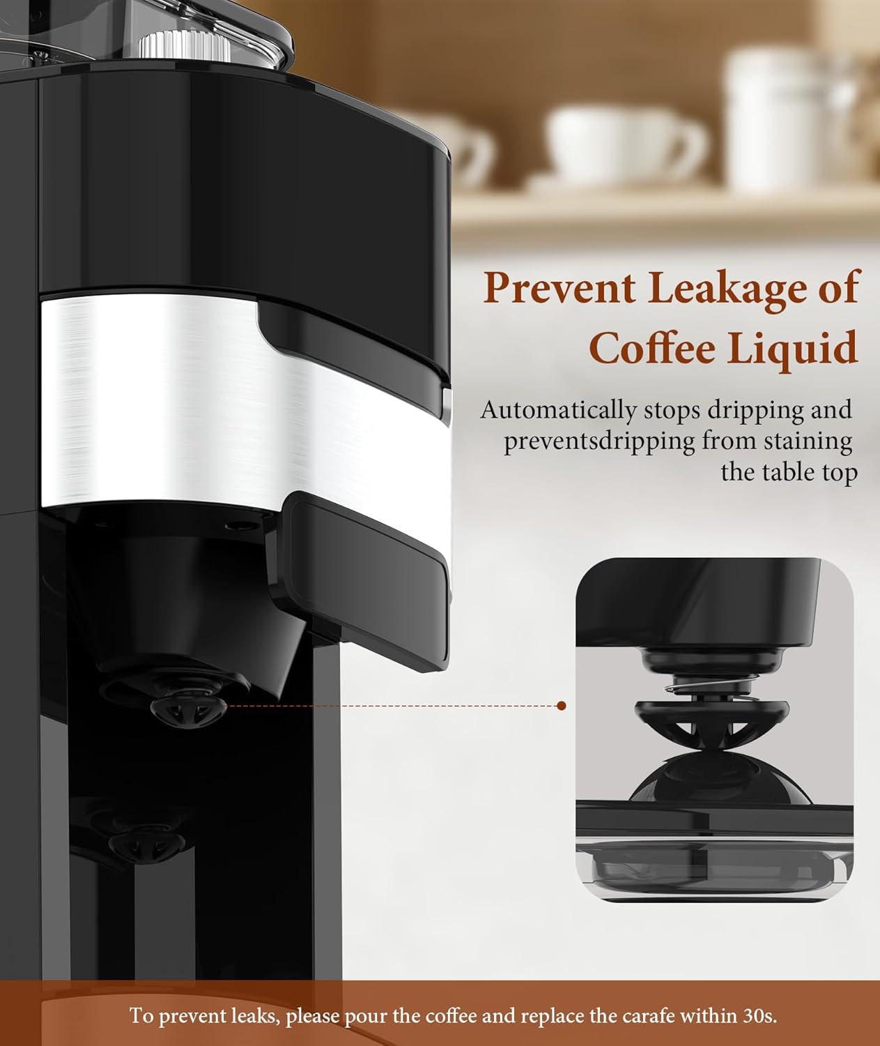 Kismile 10-Cup Drip Coffee Maker with Built-In Grinder