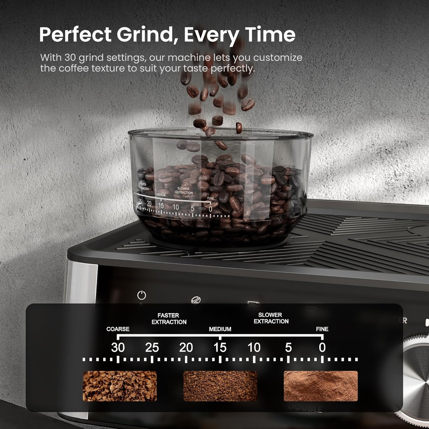 Kismile 20-Bar Espresso Machine with Built-in Grinder, CM8031