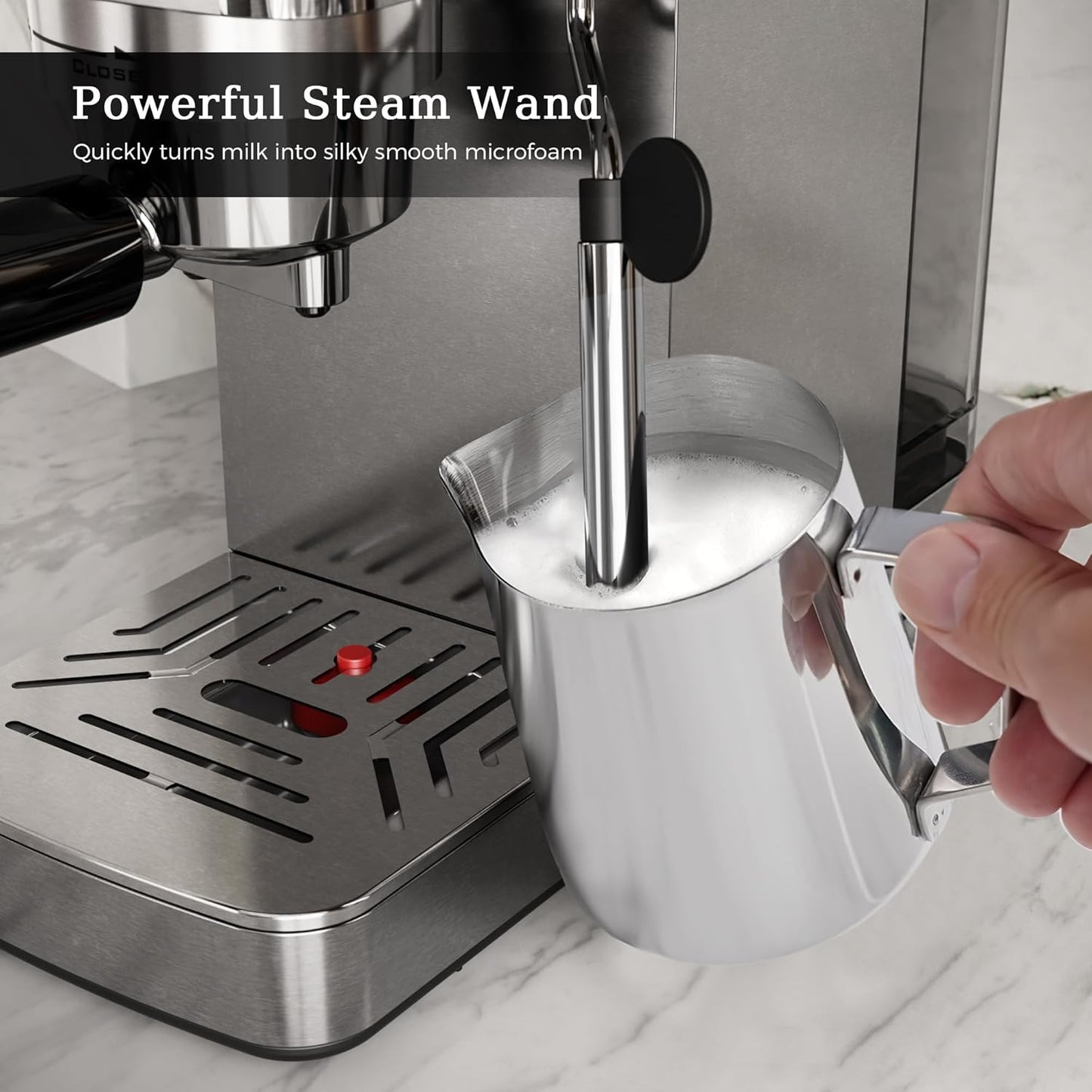 Kismile 20-Bar Espresso Machine with Built-in Grinder, CM8031