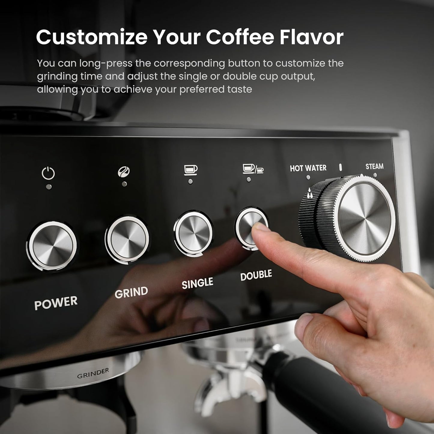 Kismile 20-Bar Espresso Machine with Built-in Grinder, CM8031