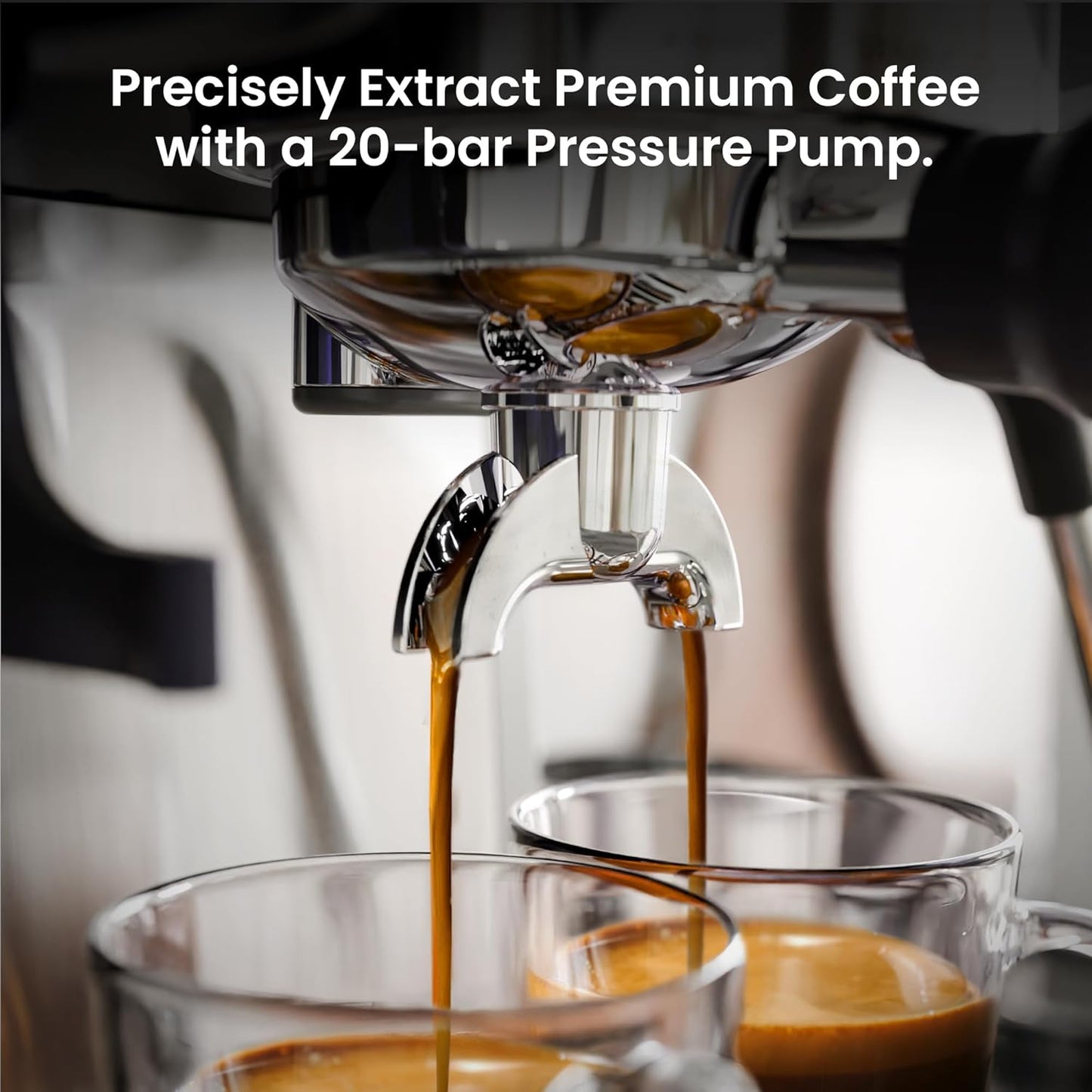 Kismile 20-Bar Espresso Machine with Built-in Grinder, CM8031