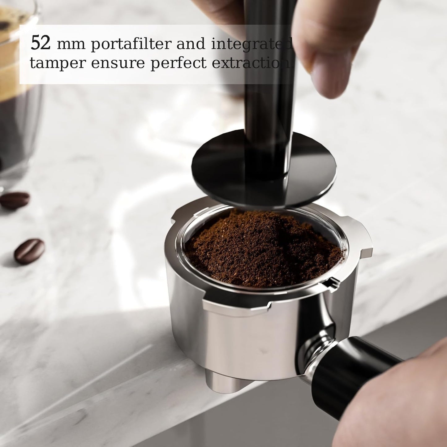Kismile 20-Bar Espresso Machine with Built-in Grinder, CM8031