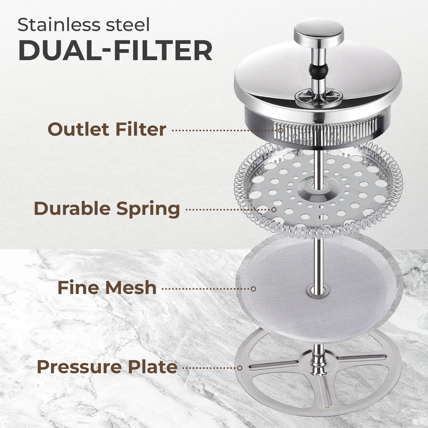 Kaffe Glass French Press Coffee Maker KF1010, 800ml Borosilicate Glass