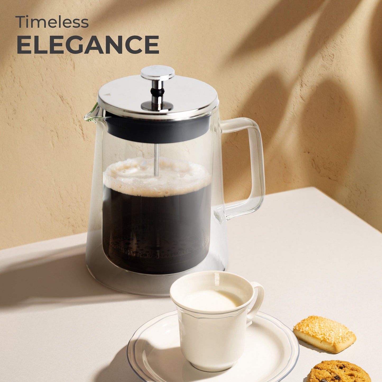 Kaffe Glass French Press Coffee Maker KF1010, 800ml Borosilicate Glass