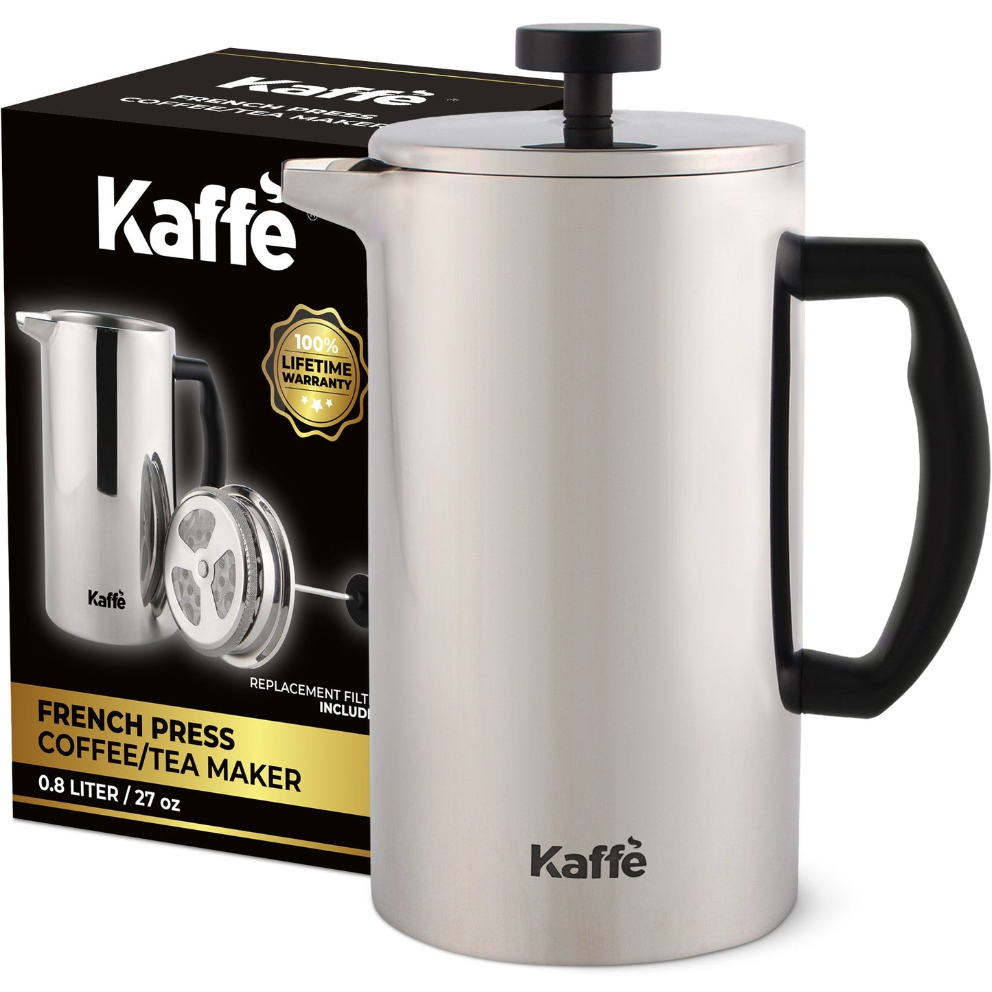 Kaffe Stainless Steel French Press Coffee Maker, KF1020