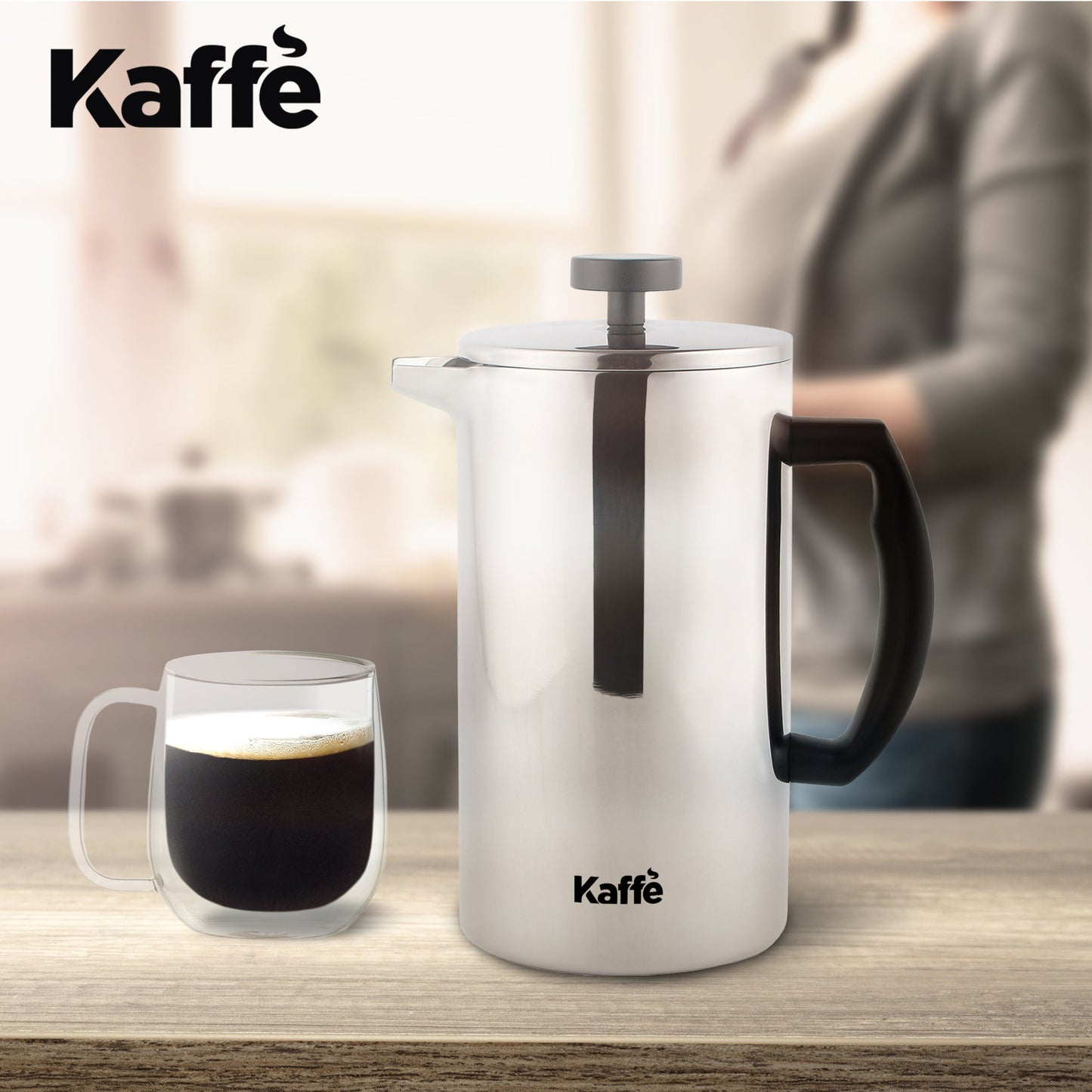 Kaffe Stainless Steel French Press Coffee Maker, KF1020