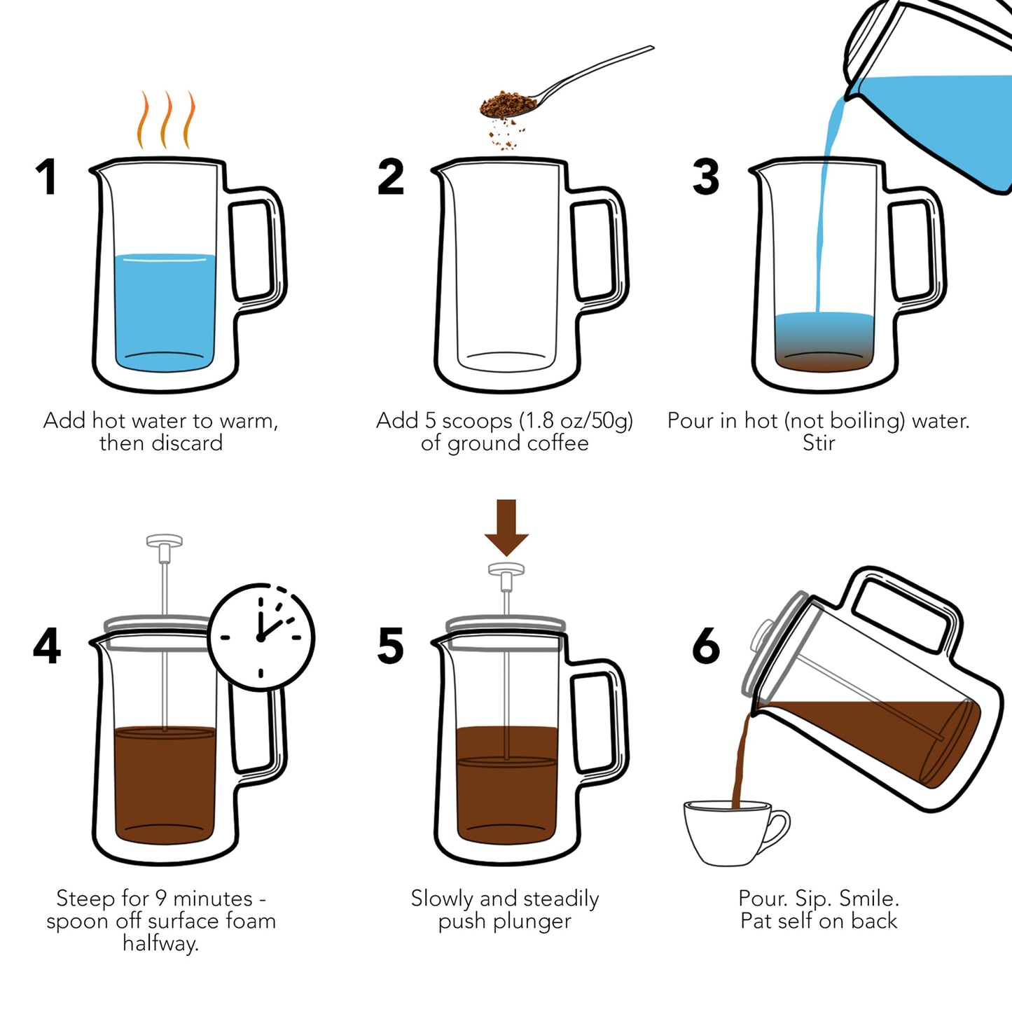 Kaffe Stainless Steel French Press Coffee Maker, KF1020