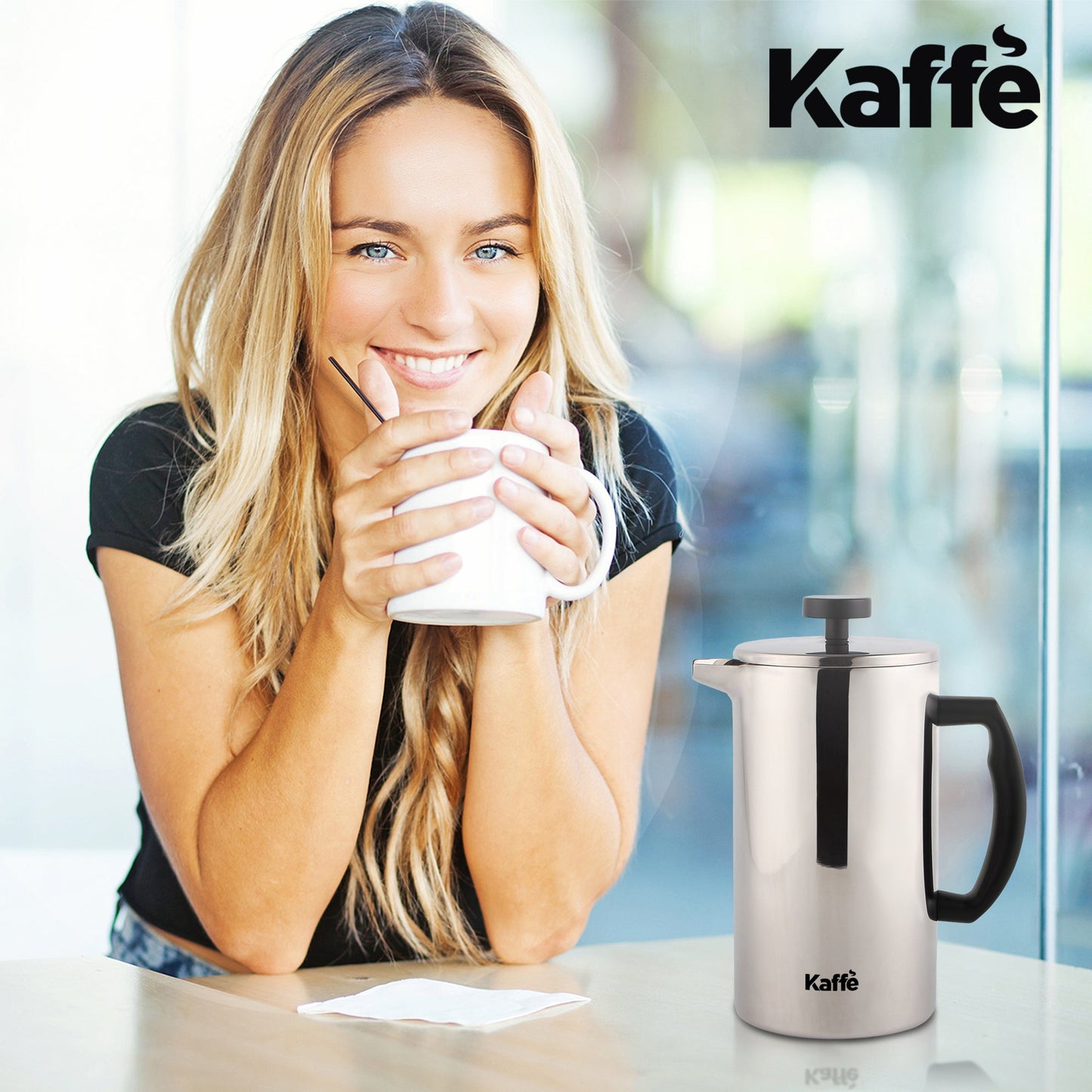 Kaffe Stainless Steel French Press Coffee Maker, KF1020
