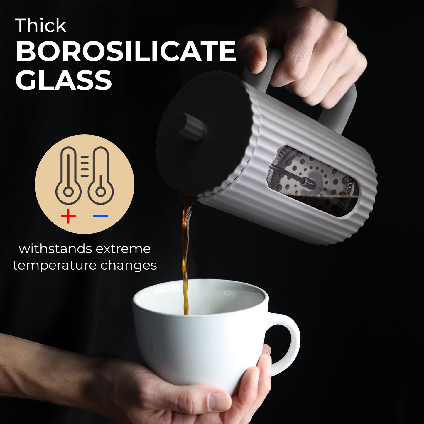 Kaffe Glass French Press (800ml) KF1114 – Durable Borosilicate Coffee Maker