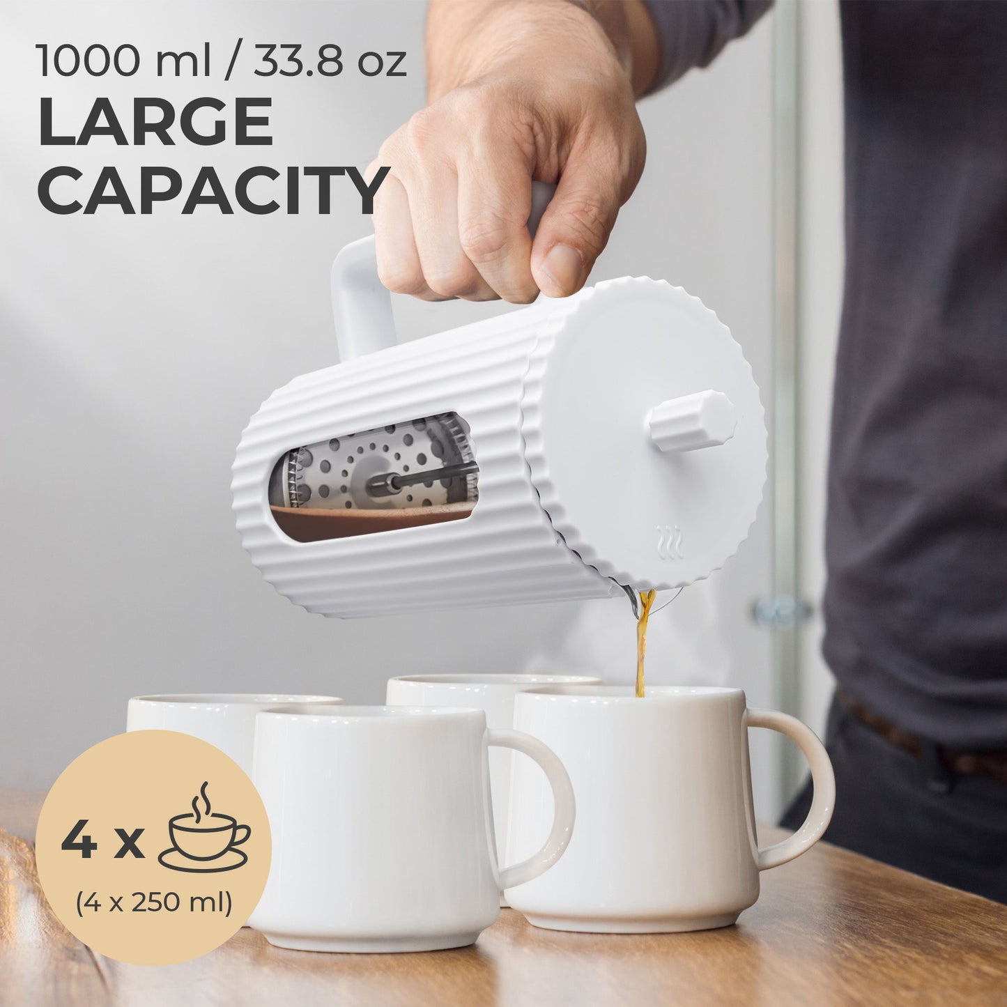 Kaffe Glass French Press (800ml) KF1114 – Durable Borosilicate Coffee Maker