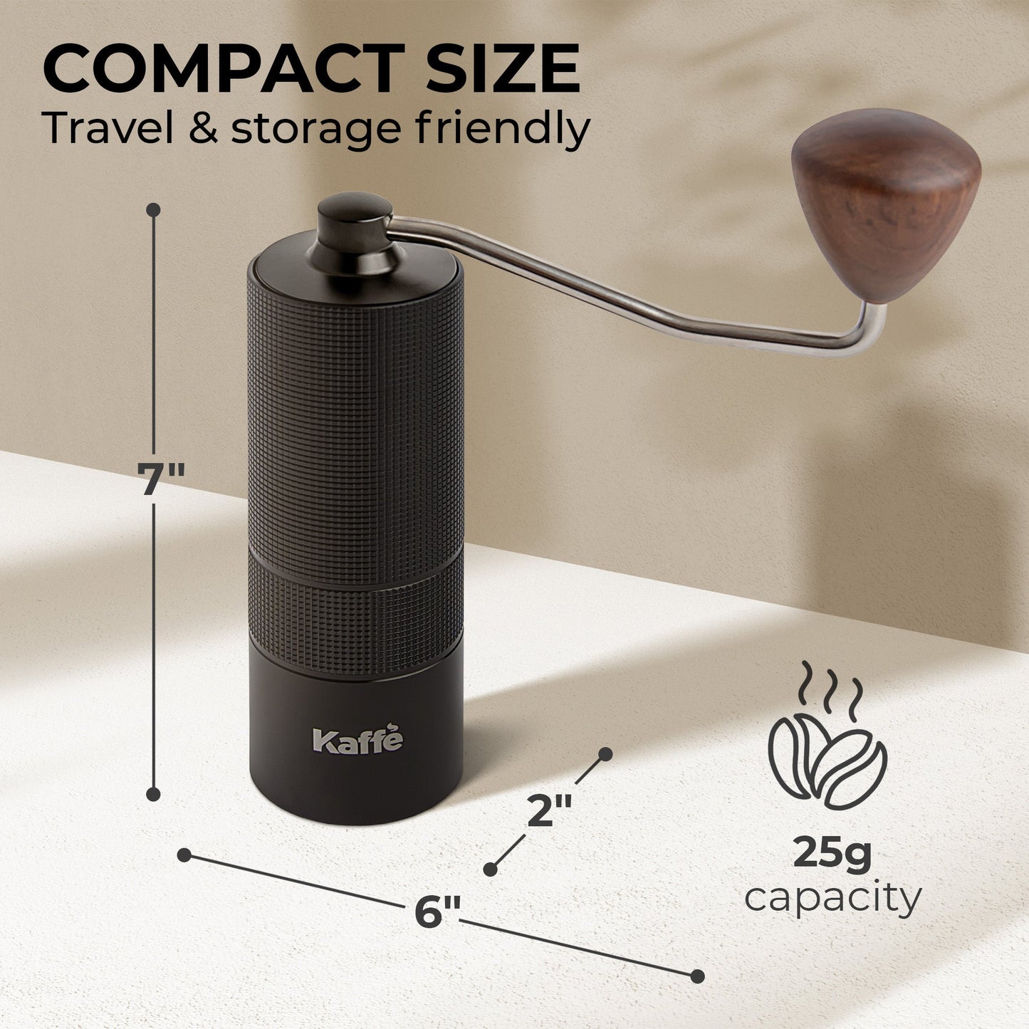 Kaffe Manual Coffee Grinder KF2071 – Portable Hand Crank Burr Mill