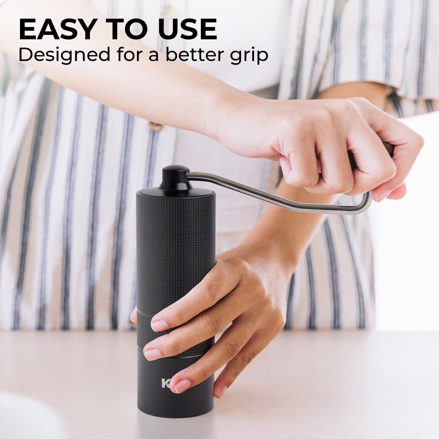 Kaffe Manual Coffee Grinder KF2071 – Portable Hand Crank Burr Mill