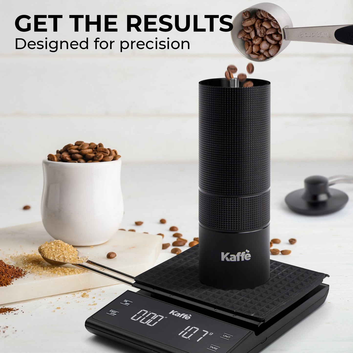 Kaffe Manual Coffee Grinder KF2071 – Portable Hand Crank Burr Mill