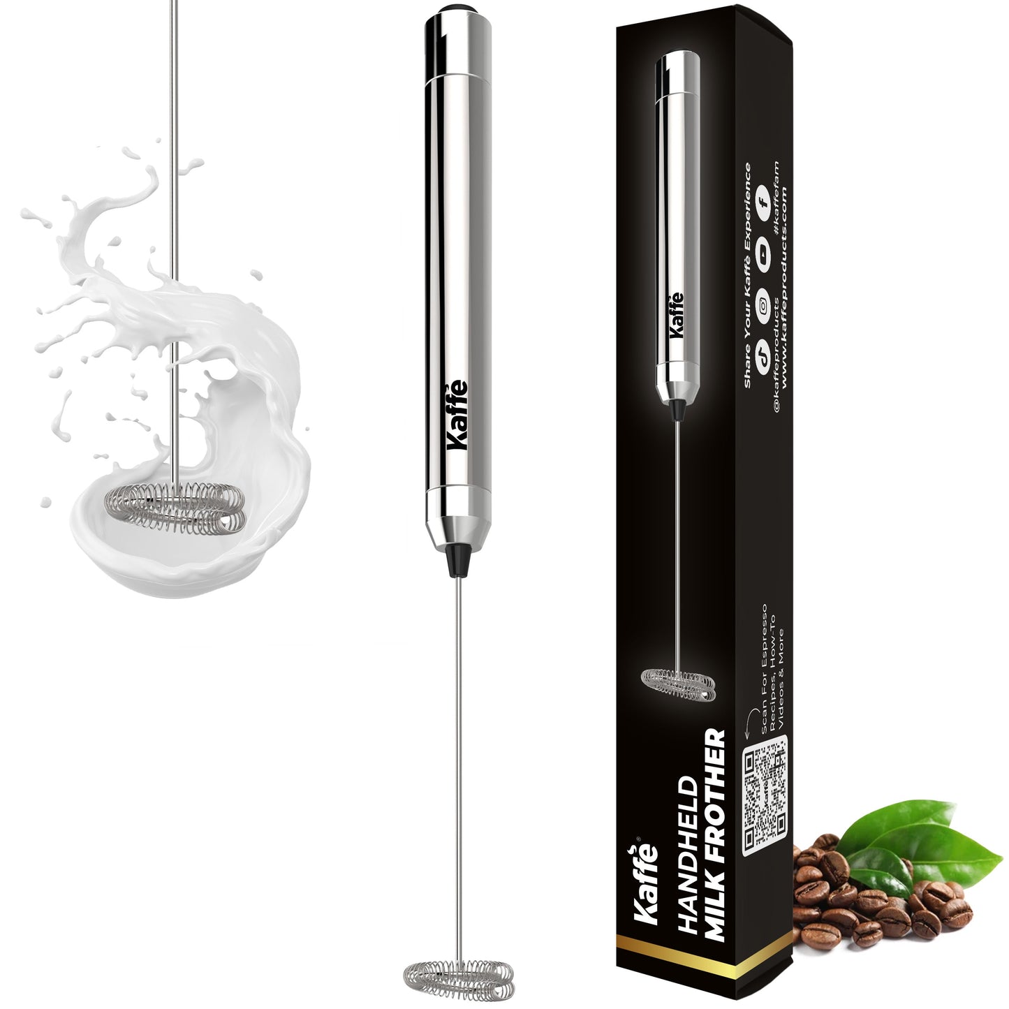 Kaffe Handheld Milk Frother KF6020NS – Portable Electric Foam Maker