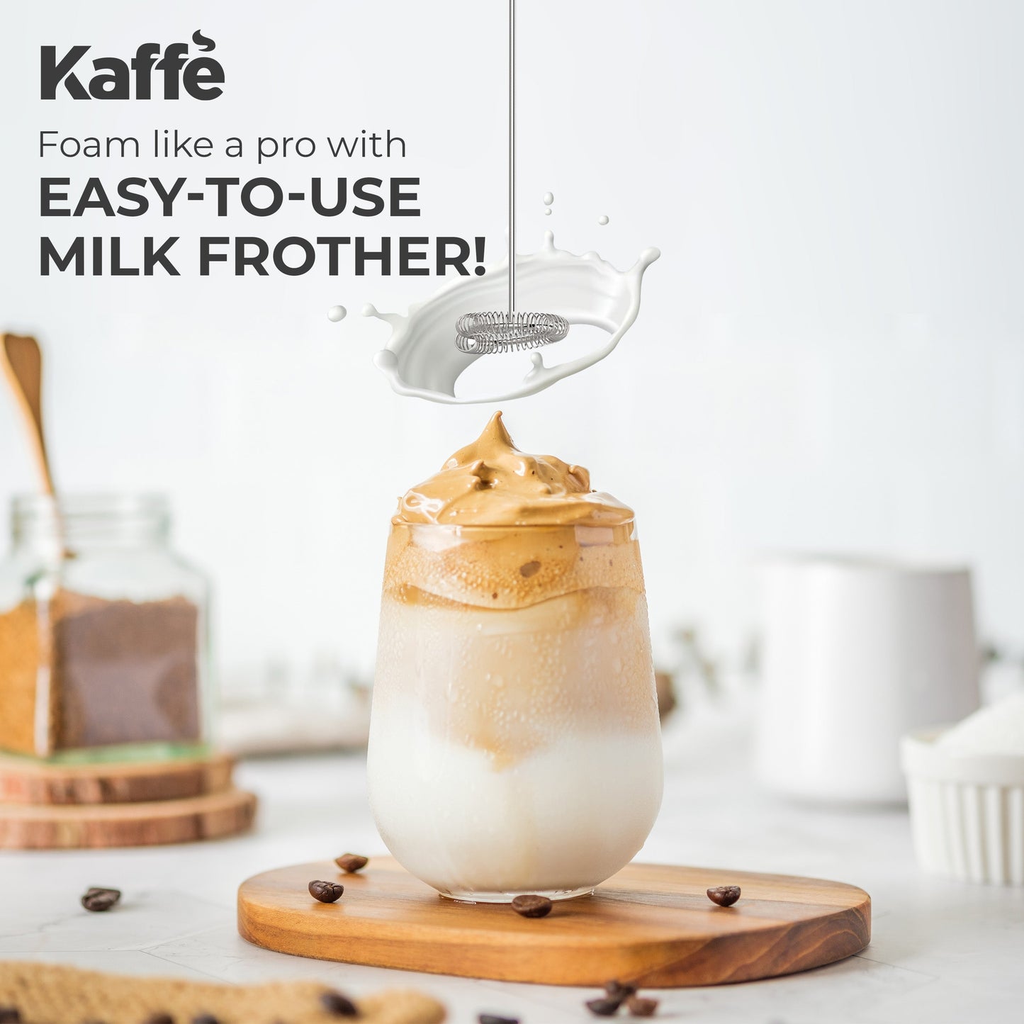 Kaffe Handheld Milk Frother KF6020NS – Portable Electric Foam Maker