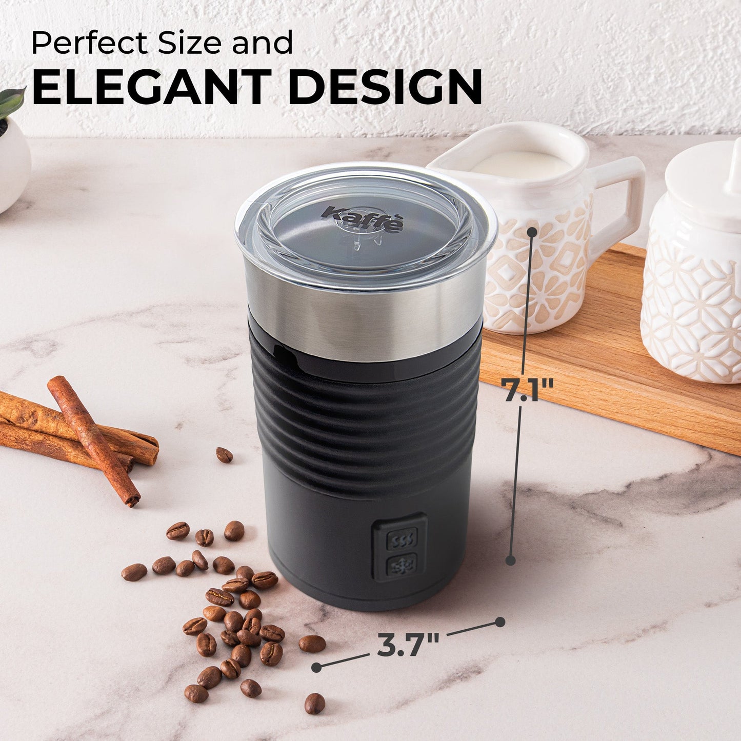 Kaffe Pour-In Milk Frother KF6061 – Hot & Cold Foam Maker with Silicone Base