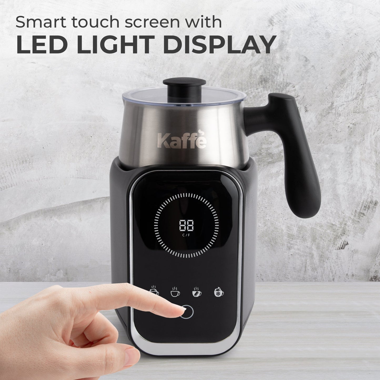 Kaffe Pour-In Premium Milk Frother KF6075 – Digital Screen Hot & Cold Foam Maker