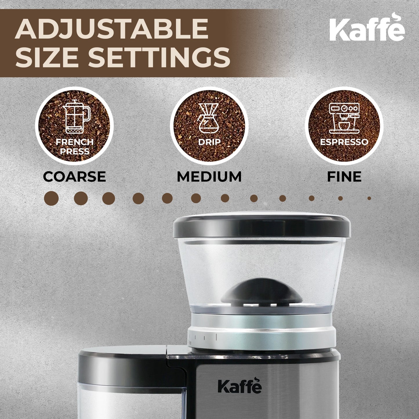 Kaffe KF8022 Coffee Grinder | Uniform Burr Grinding, Compact Design