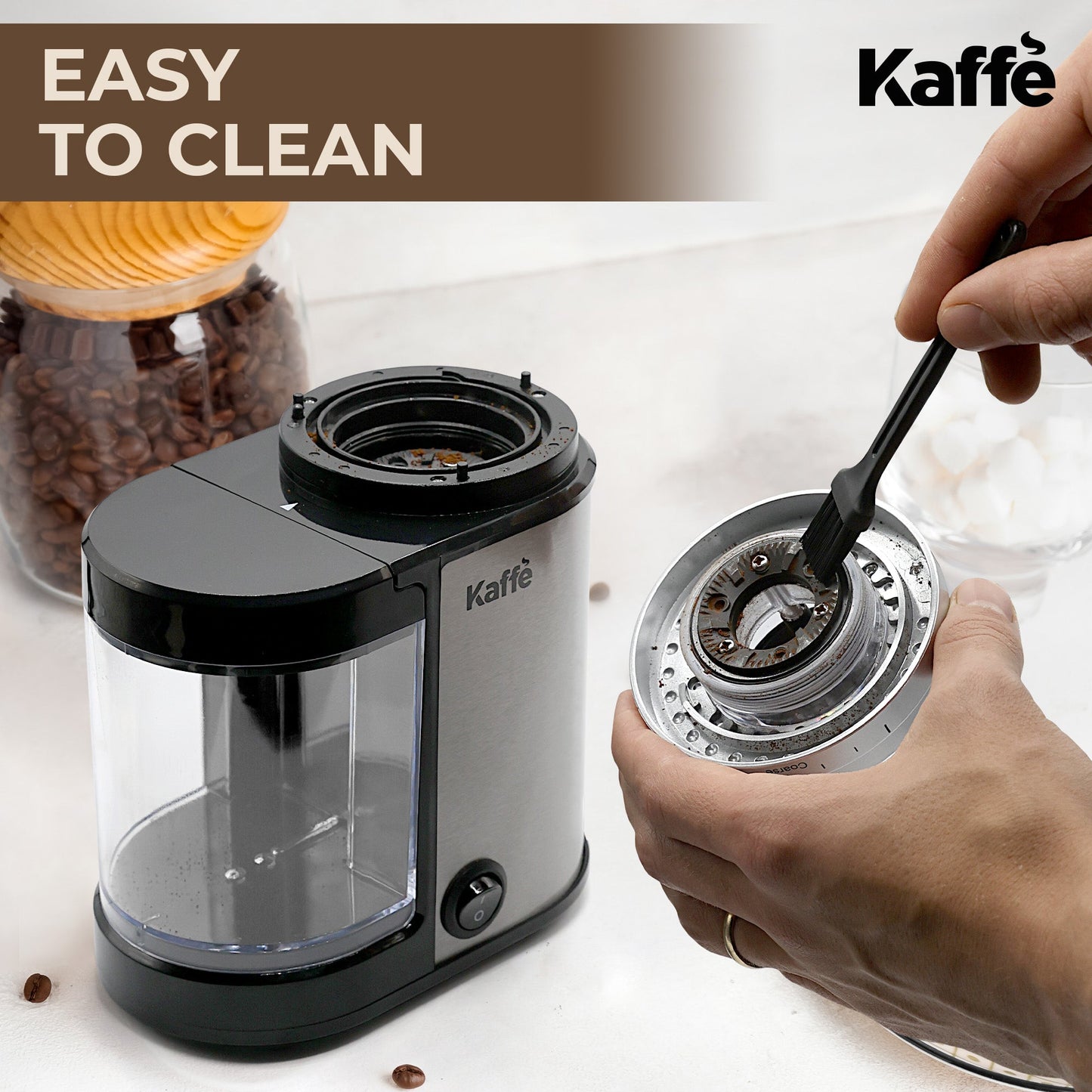 Kaffe KF8022 Coffee Grinder | Uniform Burr Grinding, Compact Design