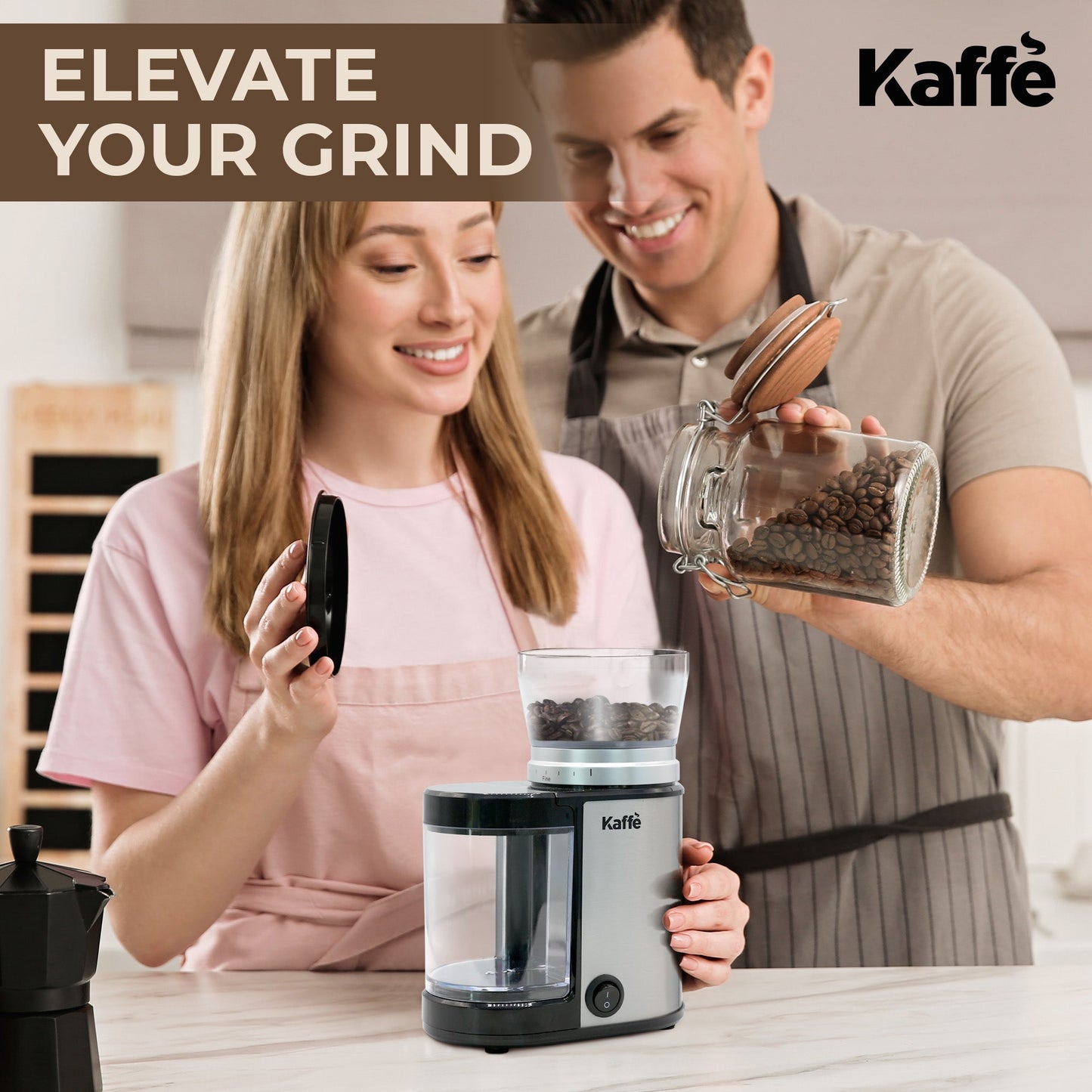 Kaffe KF8022 Coffee Grinder | Uniform Burr Grinding, Compact Design