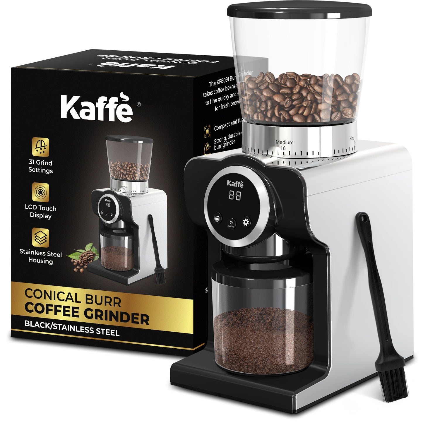 Kaffe KF8091 Burr Coffee Grinder – Adjustable for Espresso to French Press