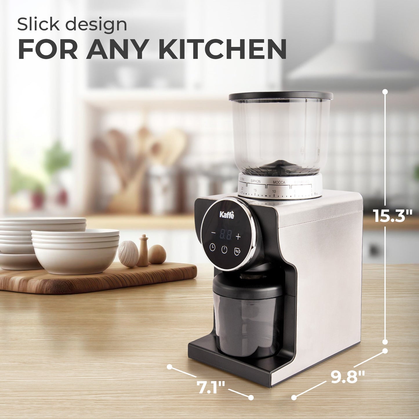 Kaffe KF8091 Burr Coffee Grinder – Adjustable for Espresso to French Press