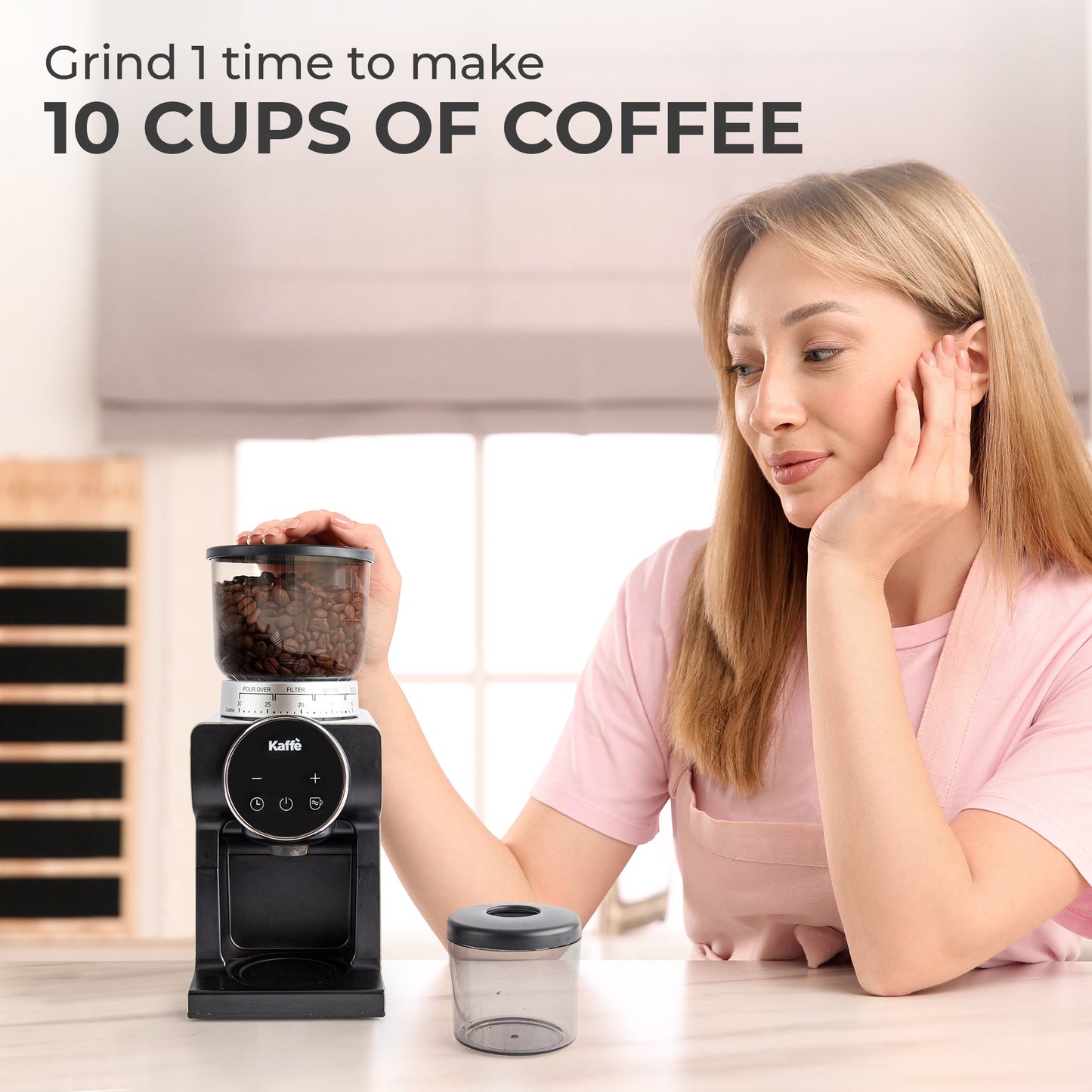 Kaffe KF8091 Burr Coffee Grinder – Adjustable for Espresso to French Press