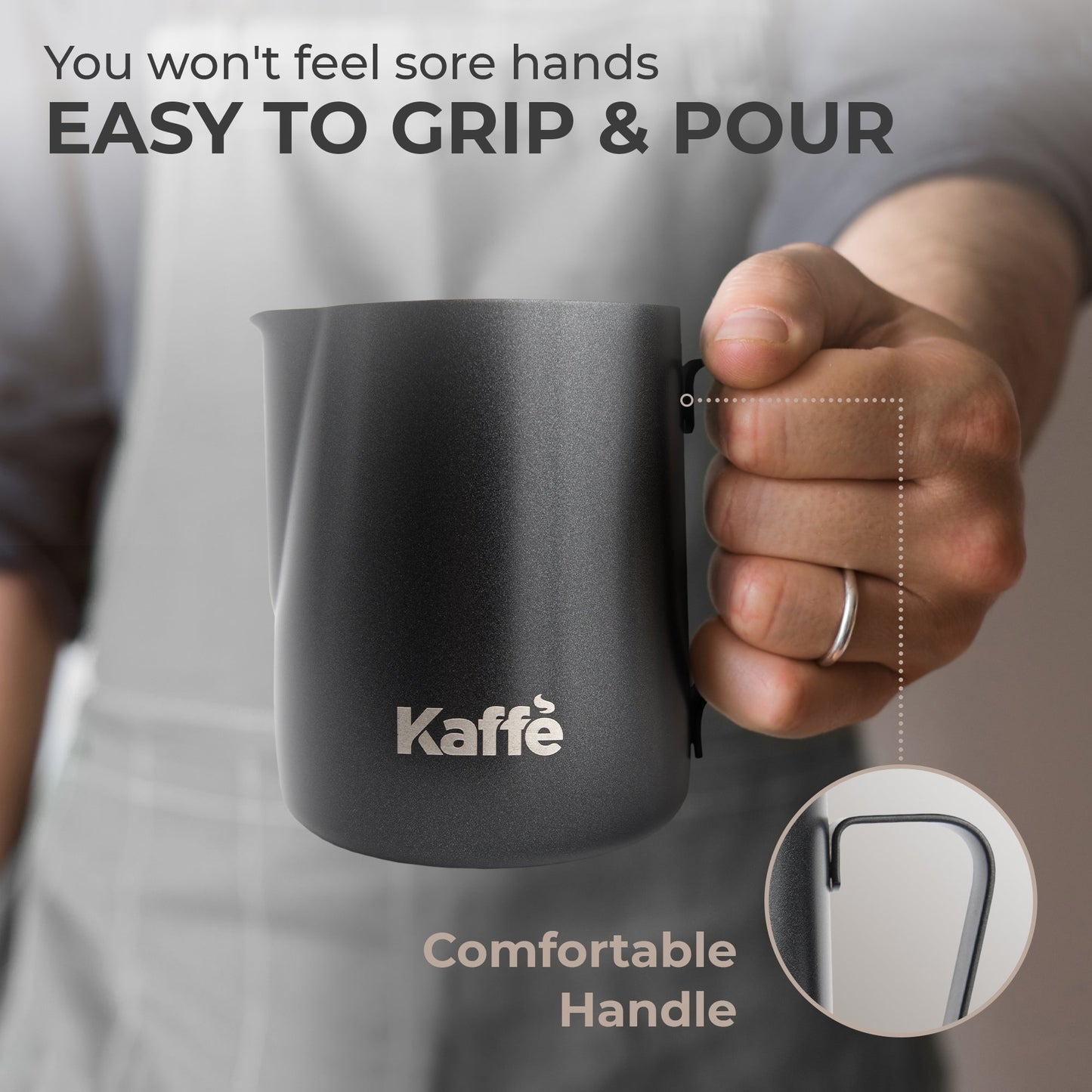 Kaffe Milk Frothing Pitcher 20oz (600ml) KFFP02 – Stainless Steel Jug