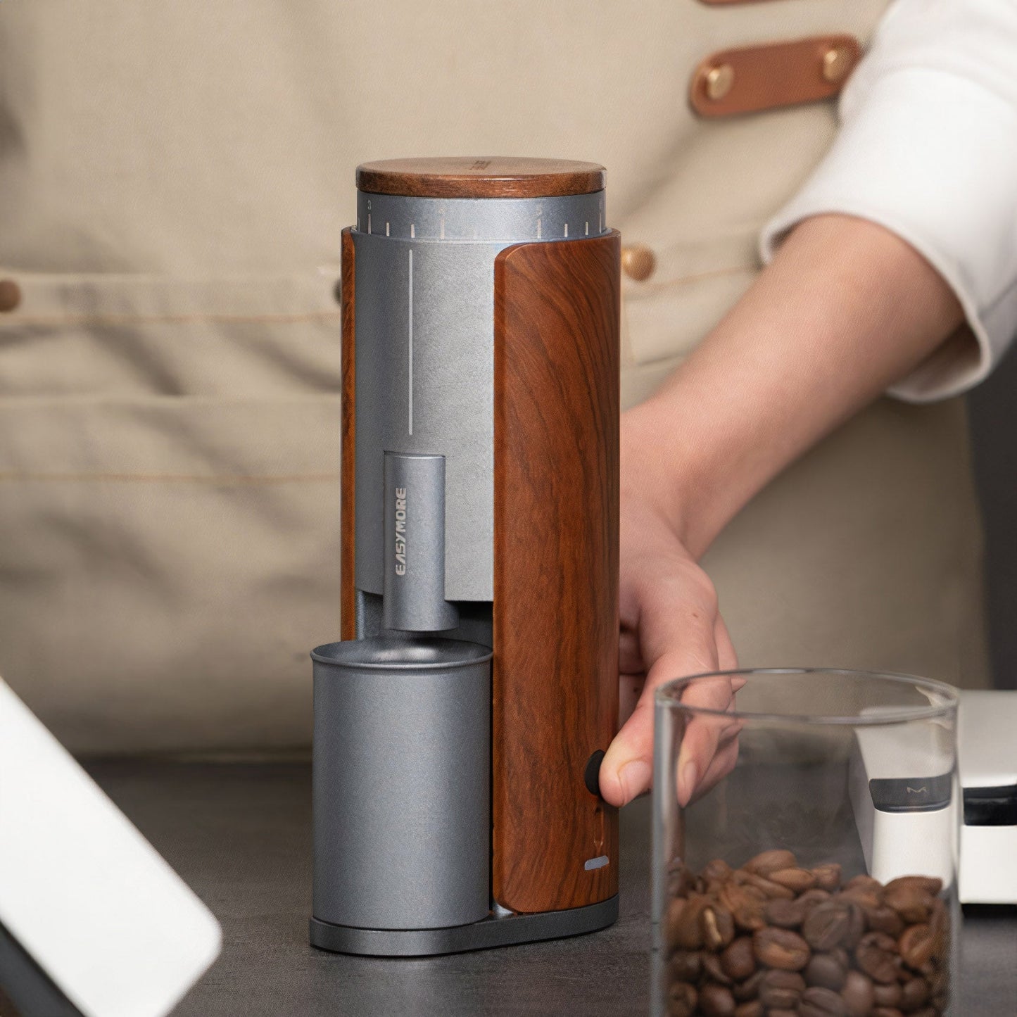 Lastaforest Rechargeable Coffee Grinder | Portable with Wood Cover
