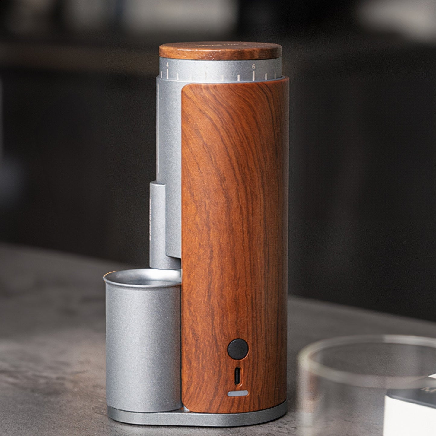 Lastaforest Rechargeable Coffee Grinder | Portable with Wood Cover