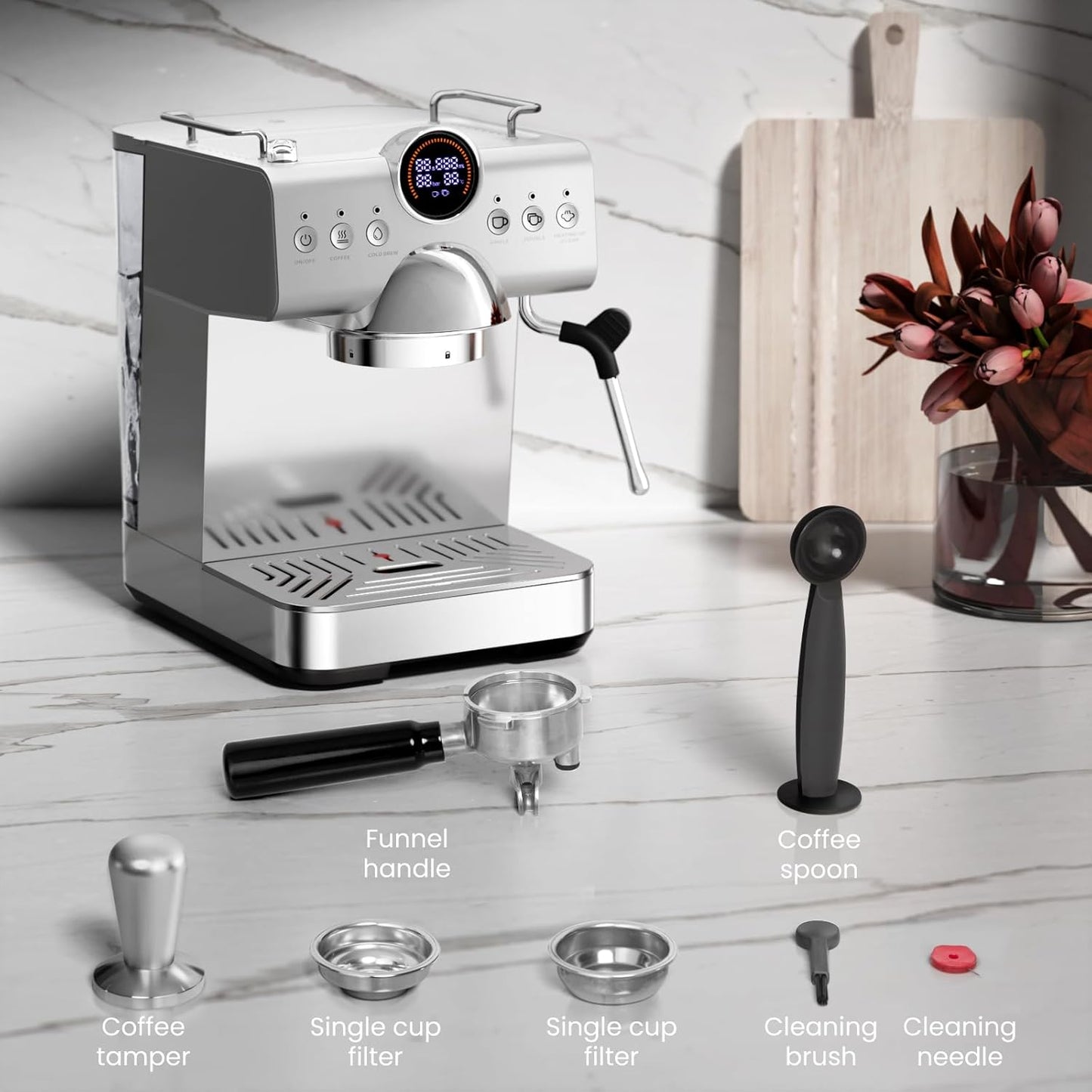 Kismile 2-in-1 Espresso & Cold Brew Coffee Machine with Milk Frother
