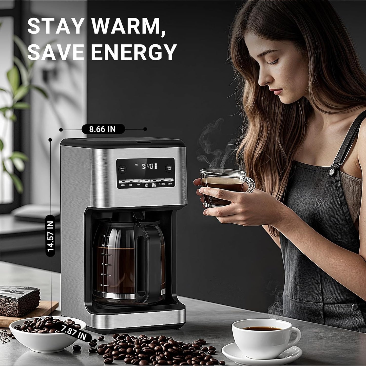 Kismile 14-Cup Programmable Coffee Maker, Large Capacity & Auto-Brew