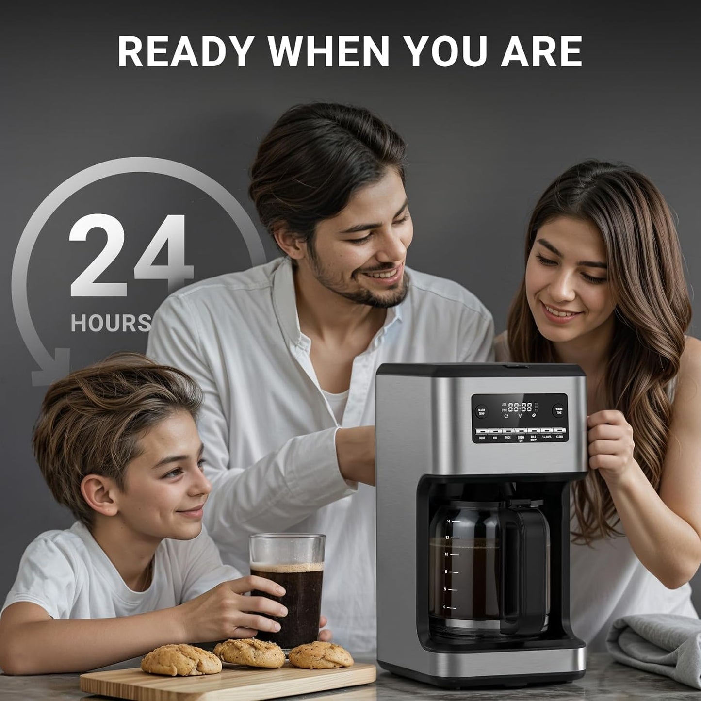 Kismile 14-Cup Programmable Coffee Maker, Large Capacity & Auto-Brew