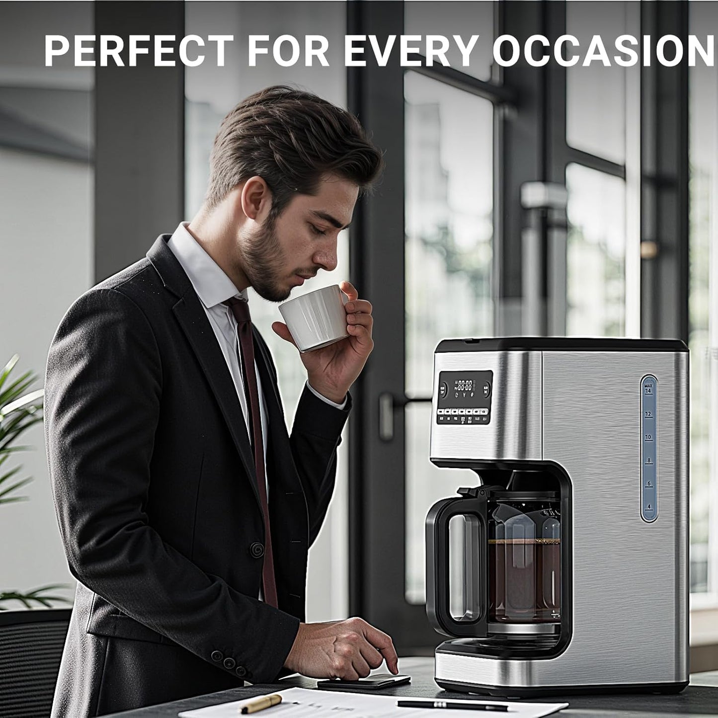 Kismile 14-Cup Programmable Coffee Maker, Large Capacity & Auto-Brew