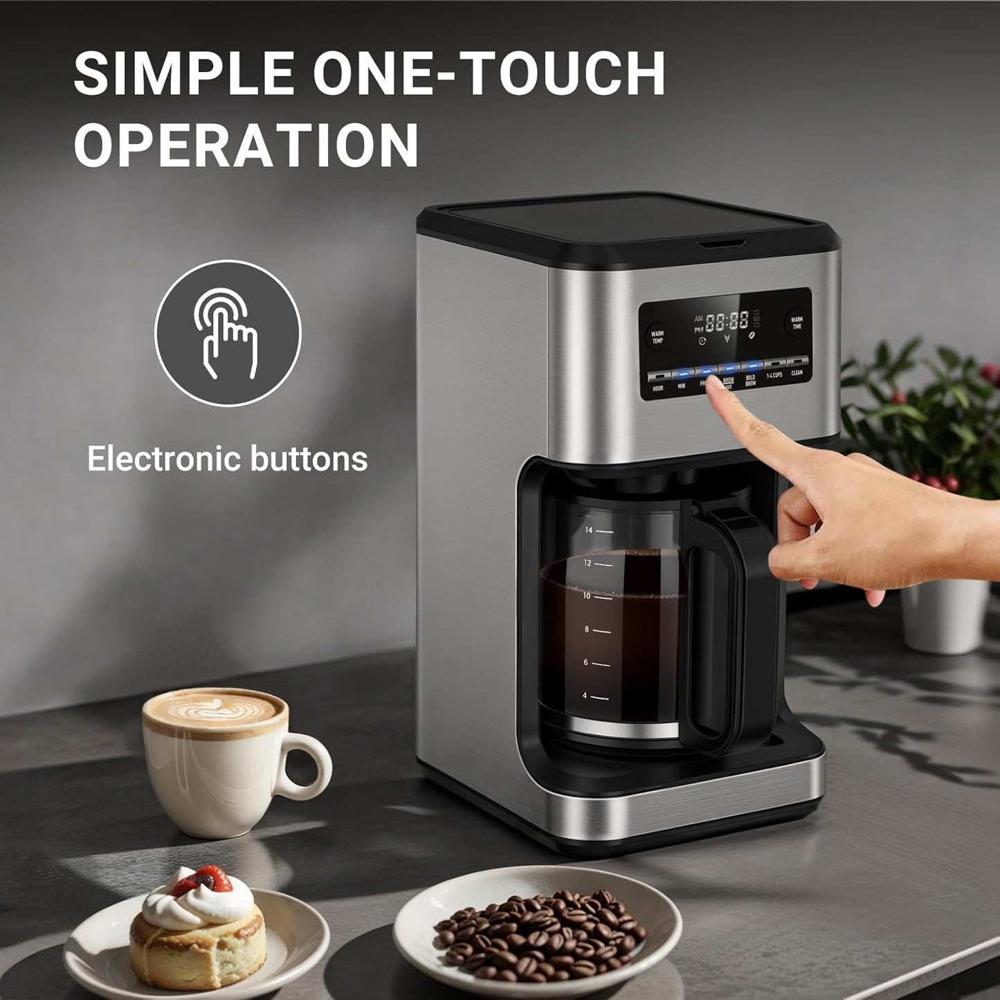 Kismile 14-Cup Programmable Coffee Maker, Large Capacity & Auto-Brew