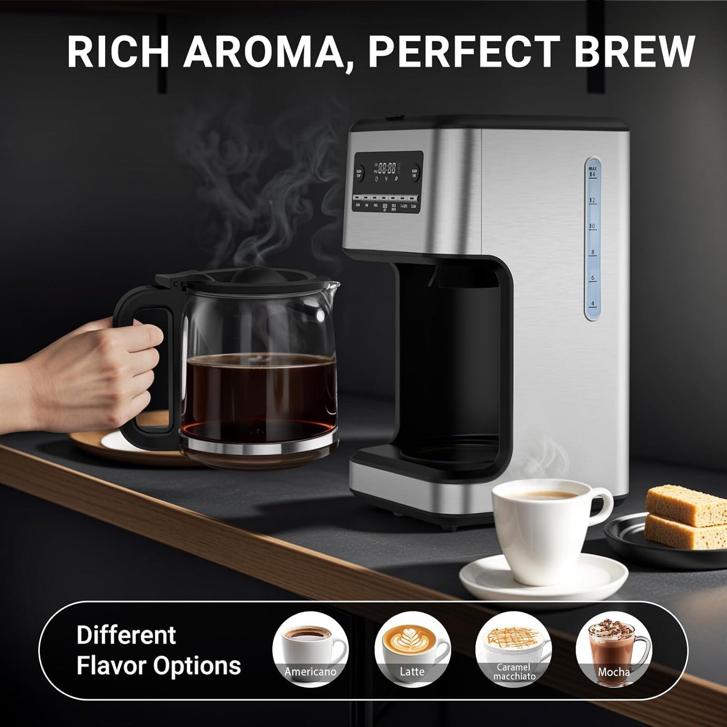 Kismile 14-Cup Programmable Coffee Maker, Large Capacity & Auto-Brew