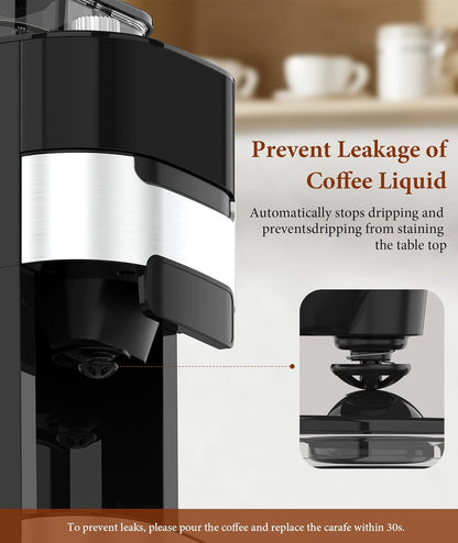 Kismile 10-Cup Drip Coffee Maker with Built-In Grinder
