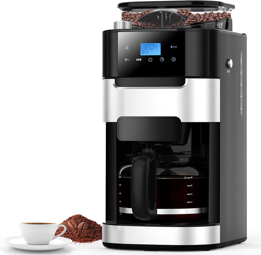 Kismile 10-Cup Drip Coffee Maker with Built-In Grinder