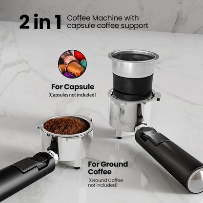 Kismile 3 in 1 Professional Espresso Maker with Dual Heating System & Capsule Compatible