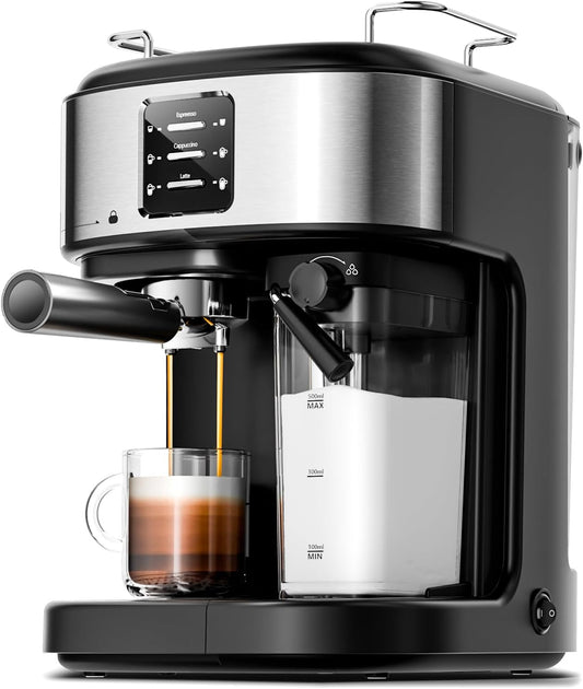 Kismile 3 in 1 Professional Espresso Maker with Dual Heating System & Capsule Compatible