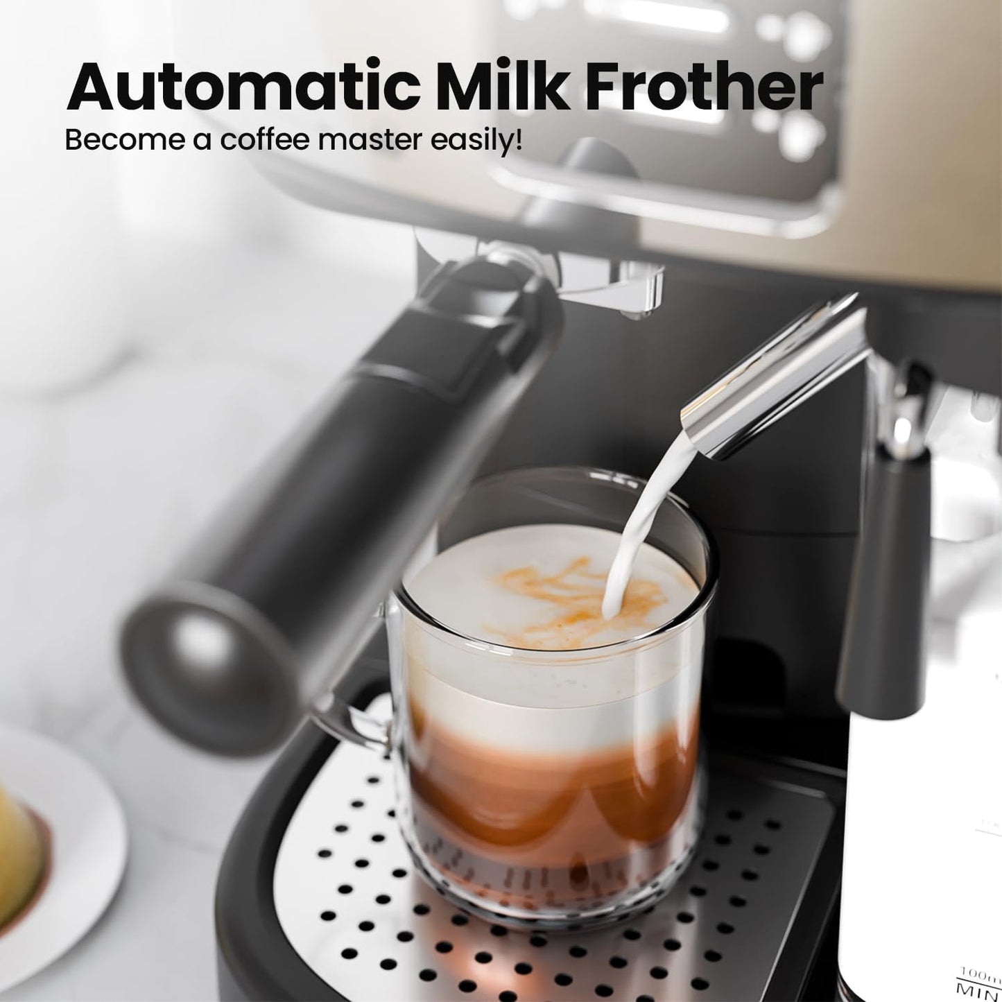 Kismile 3 in 1 Professional Espresso Maker with Dual Heating System & Capsule Compatible