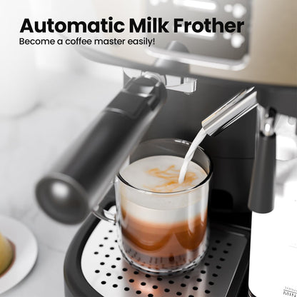 Kismile 3 in 1 Professional Espresso Maker with Dual Heating System & Capsule Compatible