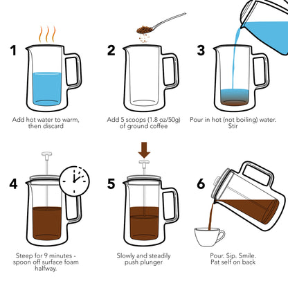 Kaffe Stainless Steel French Press Coffee Maker, KF1020