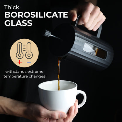 Kaffe Glass French Press Coffee Maker 800ml, Durable & Easy to Use, KF1111