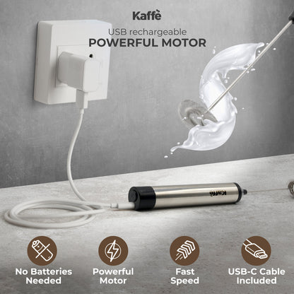 Kaffe Handheld Milk Frother KF6022NS – USB Rechargeable Foam Maker