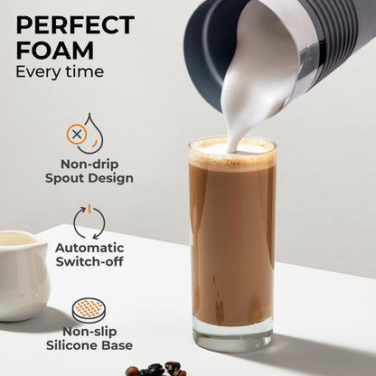 Kaffe Pour-In Milk Frother KF6061 – Hot & Cold Foam Maker with Silicone Base