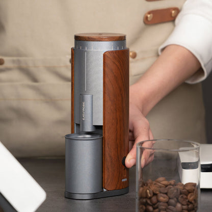 Lastaforest Rechargeable Coffee Grinder | Portable with Wood Cover