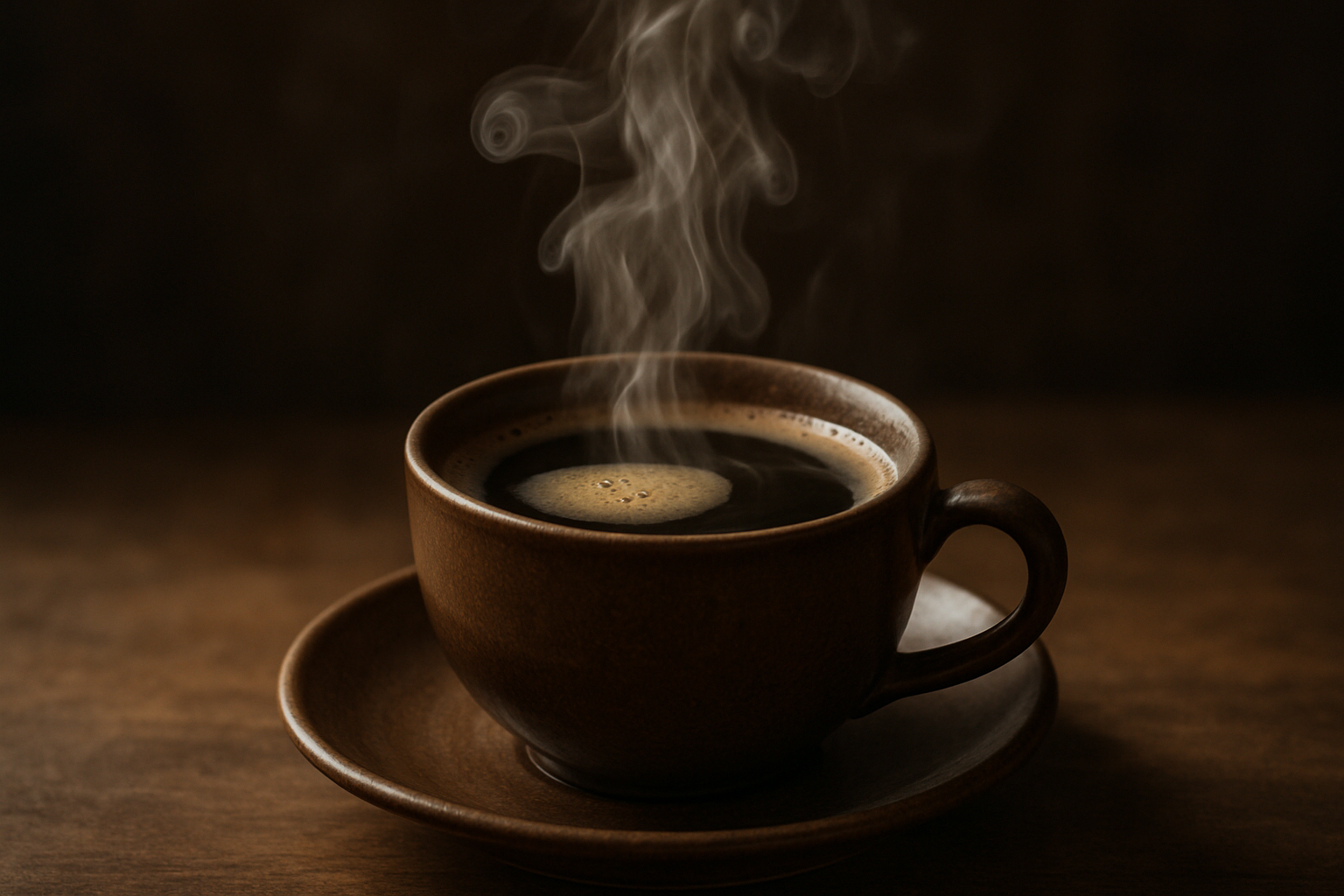 create an image of a steaming cup of coffee